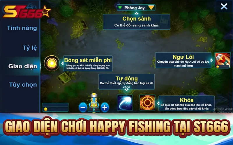 Giao diện chơi Happy Fishing tại ST666